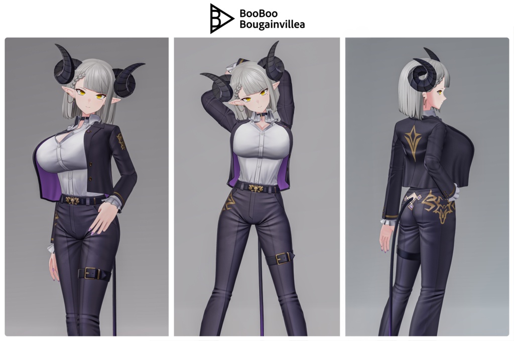 銀髪スーツの悪魔 メイネーラ VRChat向けオリジナル3Dアバター #e62f8b