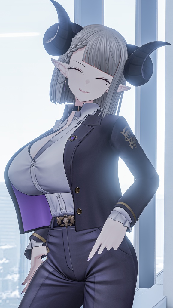 銀髪スーツの悪魔 メイネーラ VRChat向けオリジナル3Dアバター #e62f8b