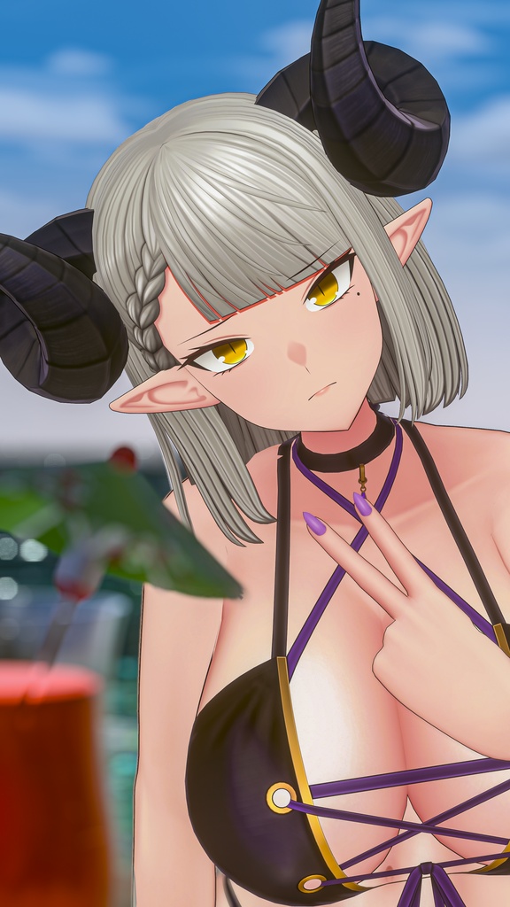 銀髪スーツの悪魔 メイネーラ VRChat向けオリジナル3Dアバター #e62f8b