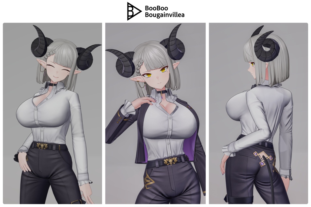 銀髪スーツの悪魔 メイネーラ VRChat向けオリジナル3Dアバター #e62f8b