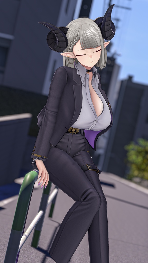 銀髪スーツの悪魔 メイネーラ VRChat向けオリジナル3Dアバター #e62f8b