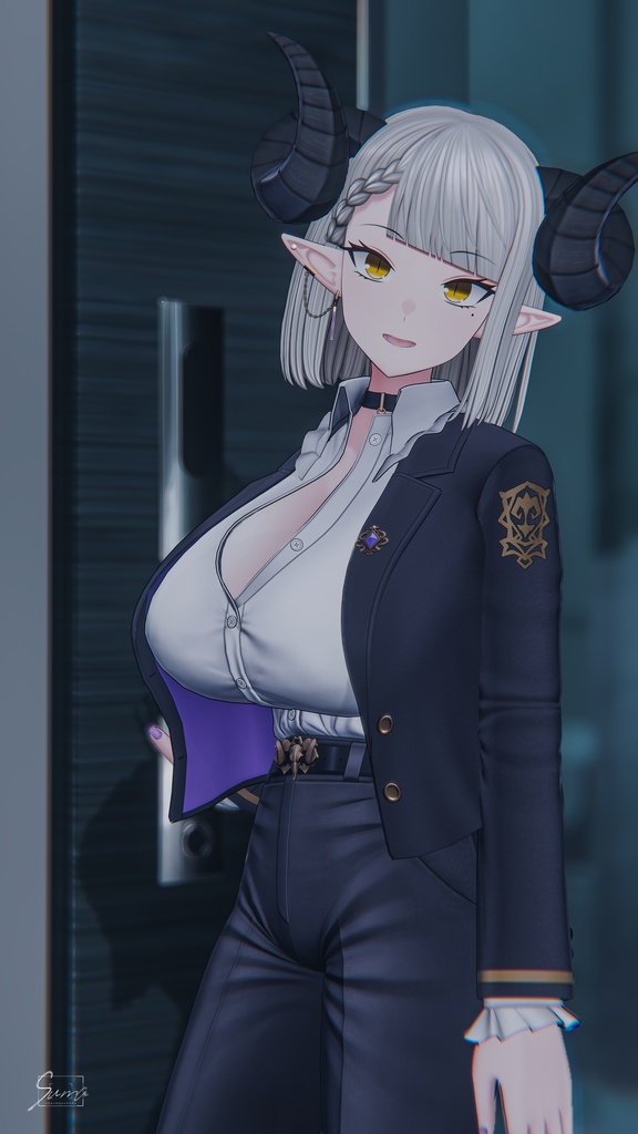銀髪スーツの悪魔 メイネーラ VRChat向けオリジナル3Dアバター #e62f8b