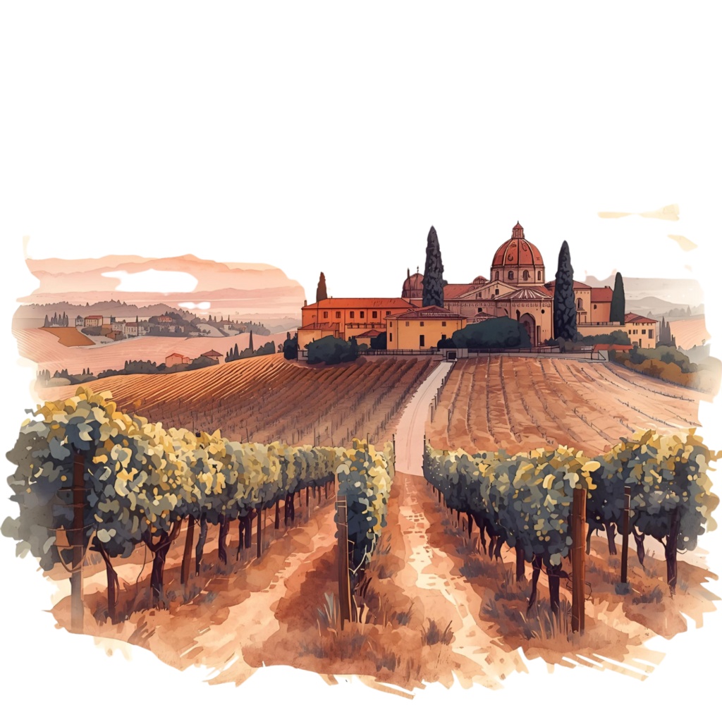 水彩画風クリーム&ピンク旅行シリーズ イタリア|アンティークで可愛いクリップアート12点セット【PNG】