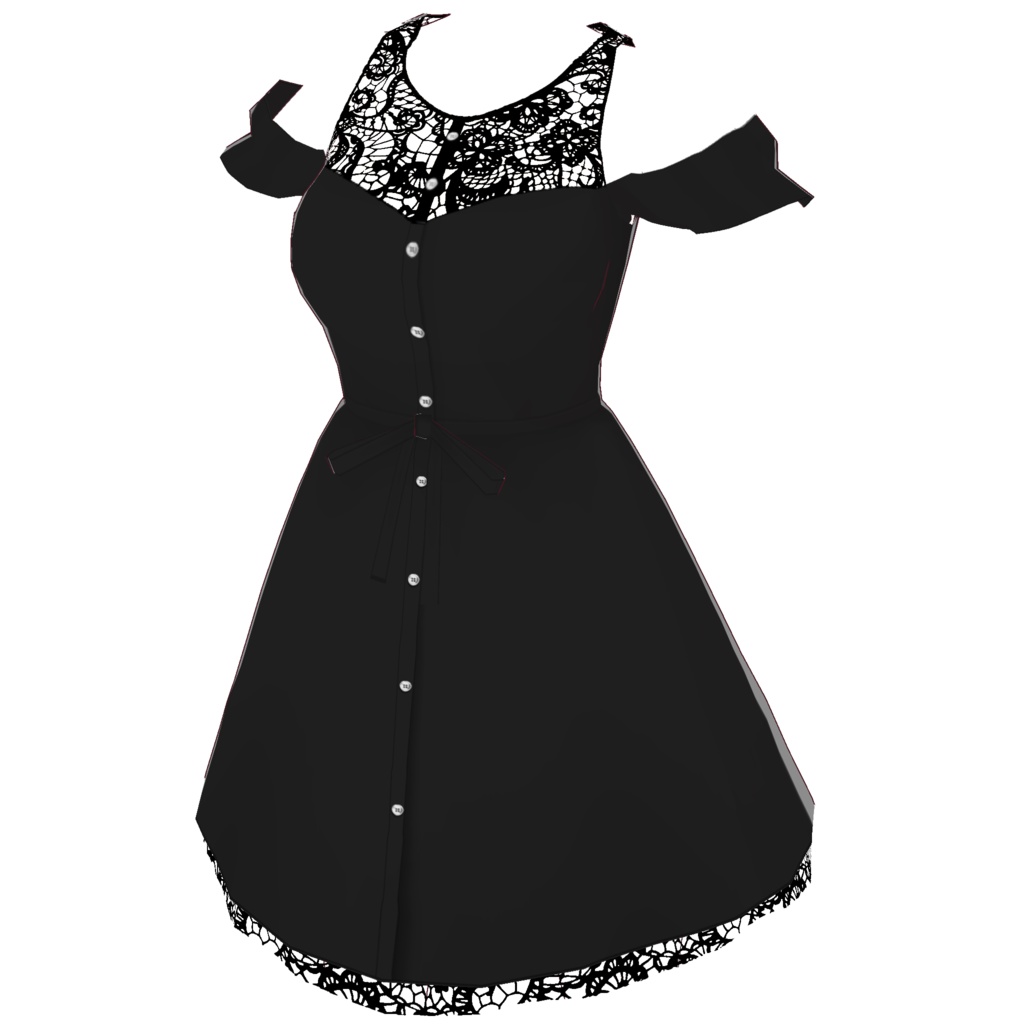 オープンショルダーワンピース (ブラックレースポイント)