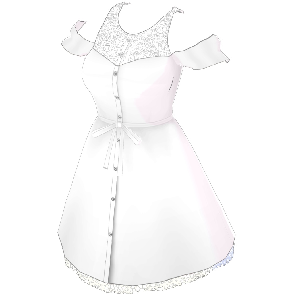 オープンショルダーワンピース (ホワイトレースポイント)