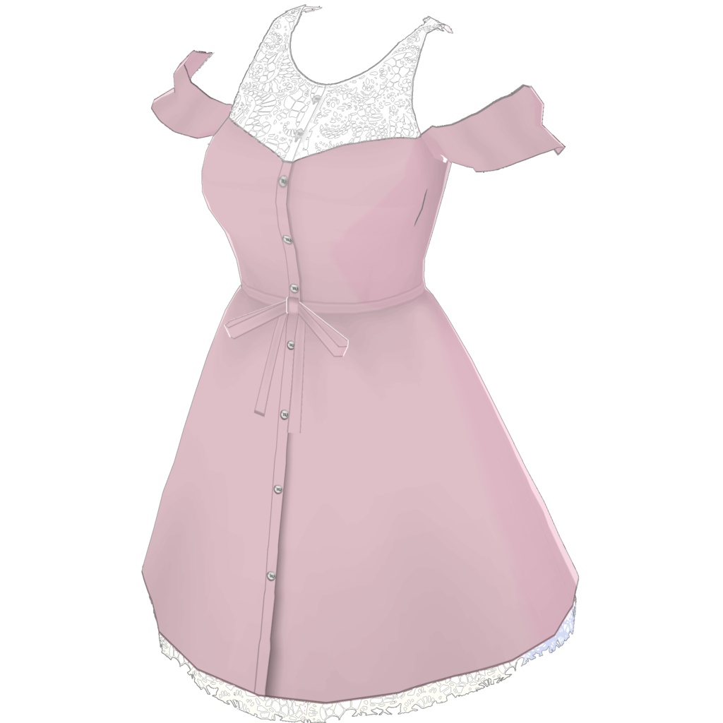 オープンショルダーワンピース (ホワイトレースポイント)