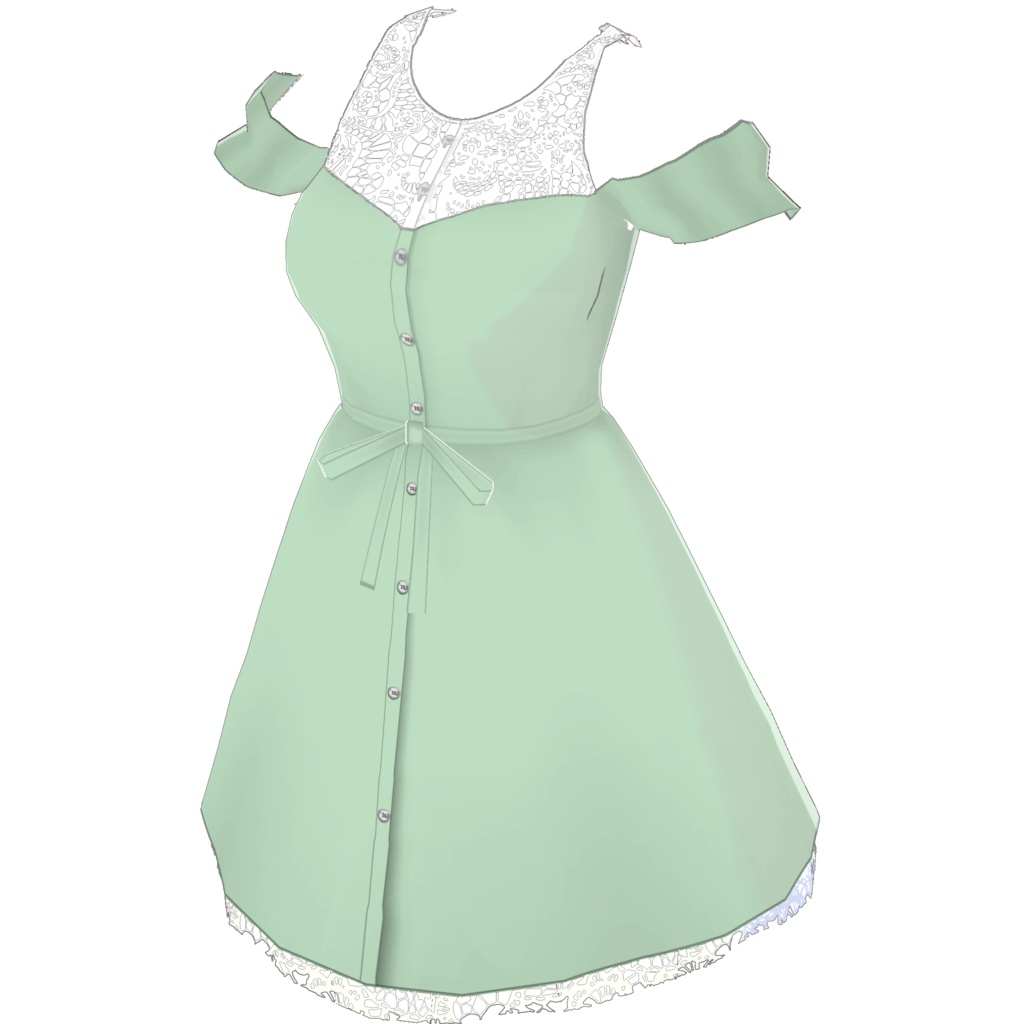 オープンショルダーワンピース (ホワイトレースポイント)