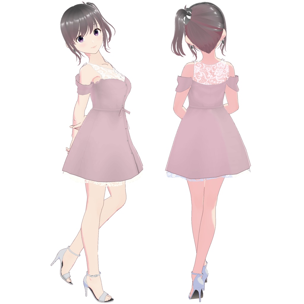 オープンショルダーワンピース (ホワイトレースポイント)