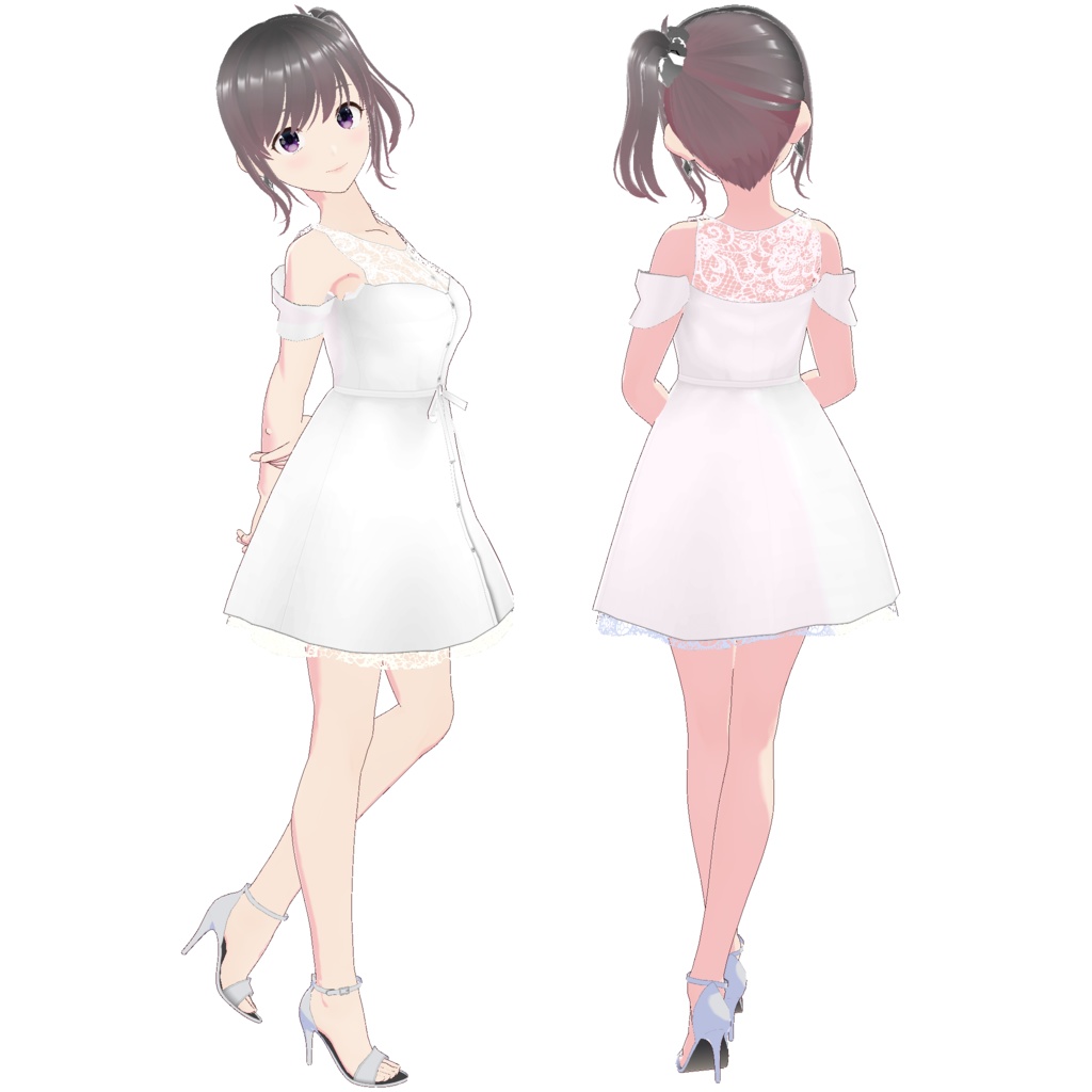 オープンショルダーワンピース (ホワイトレースポイント)