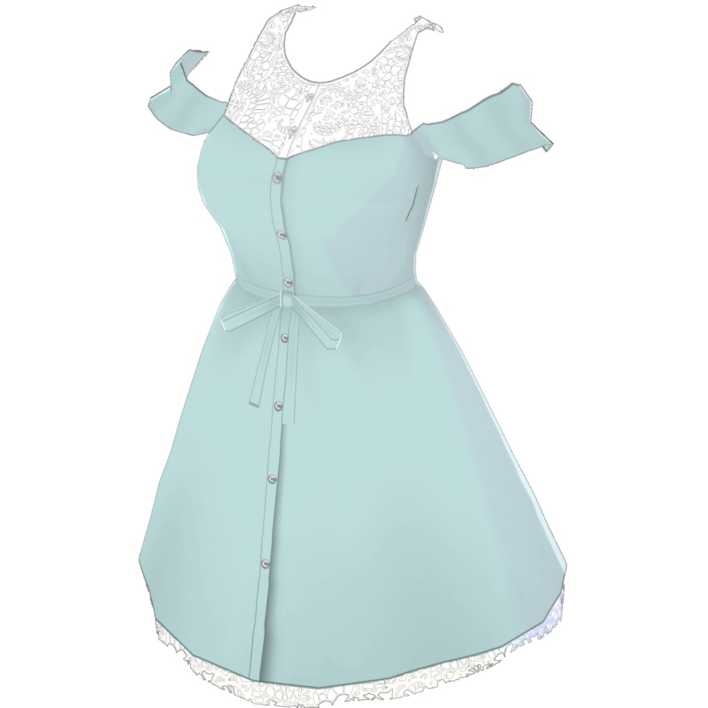 オープンショルダーワンピース (ホワイトレースポイント)