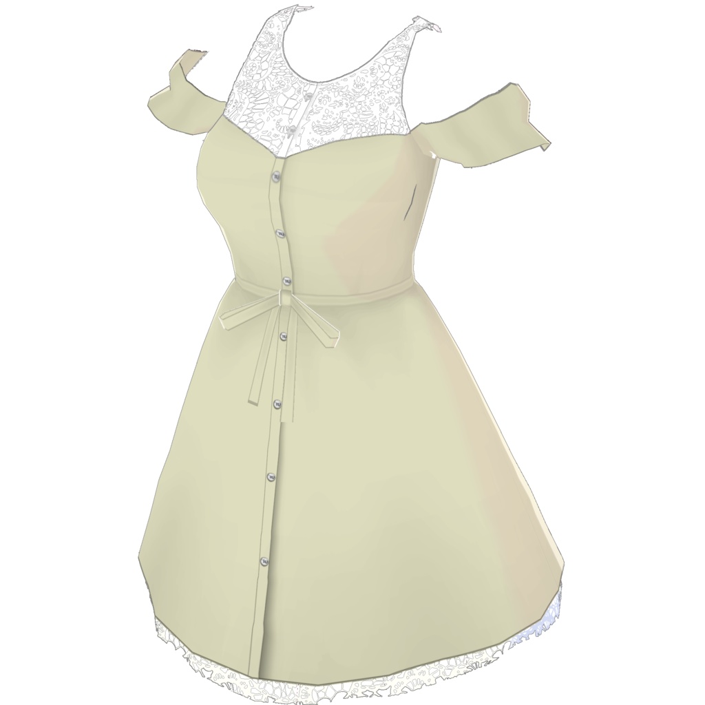 オープンショルダーワンピース (ホワイトレースポイント)