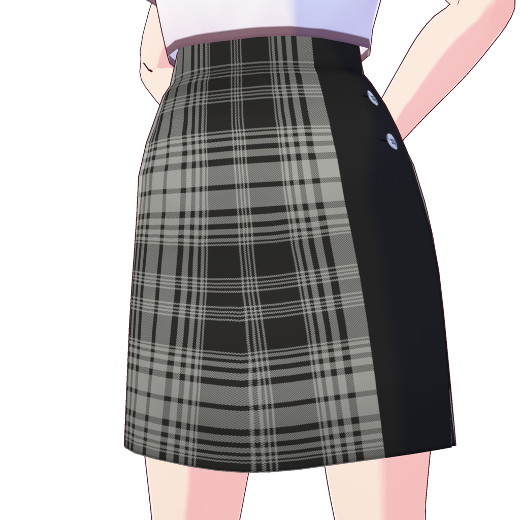 サイドスリットスカート (チェック柄 A)