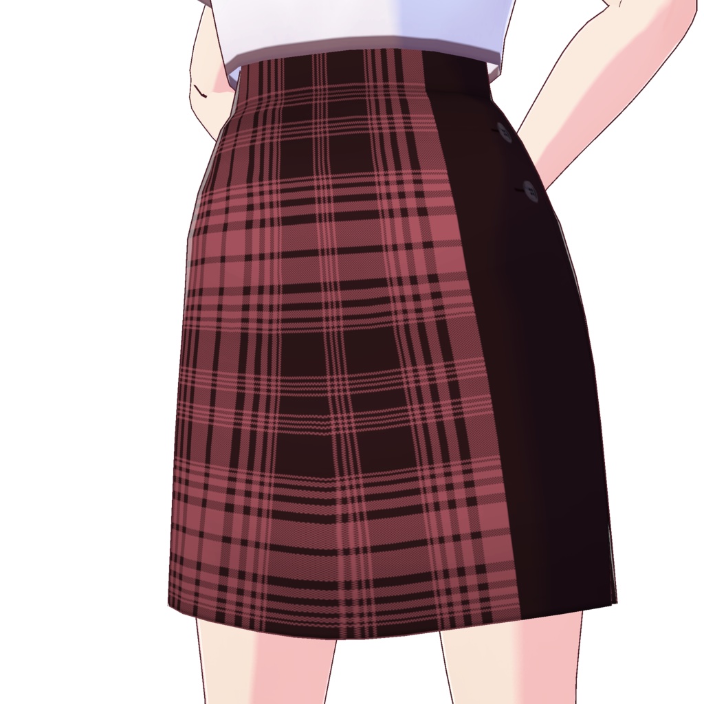 サイドスリットスカート (チェック柄 A)