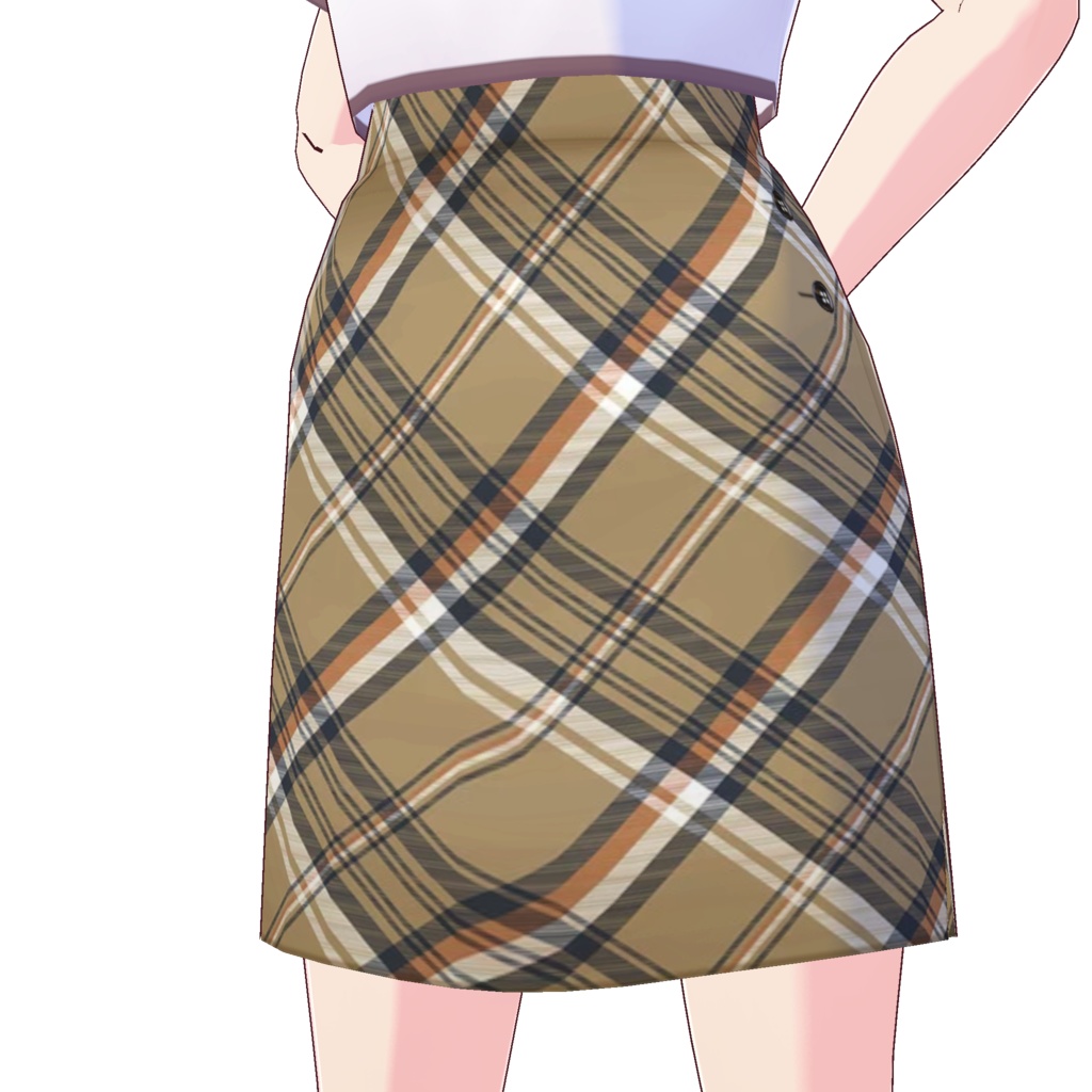 サイドスリットスカート (チェック柄 B)