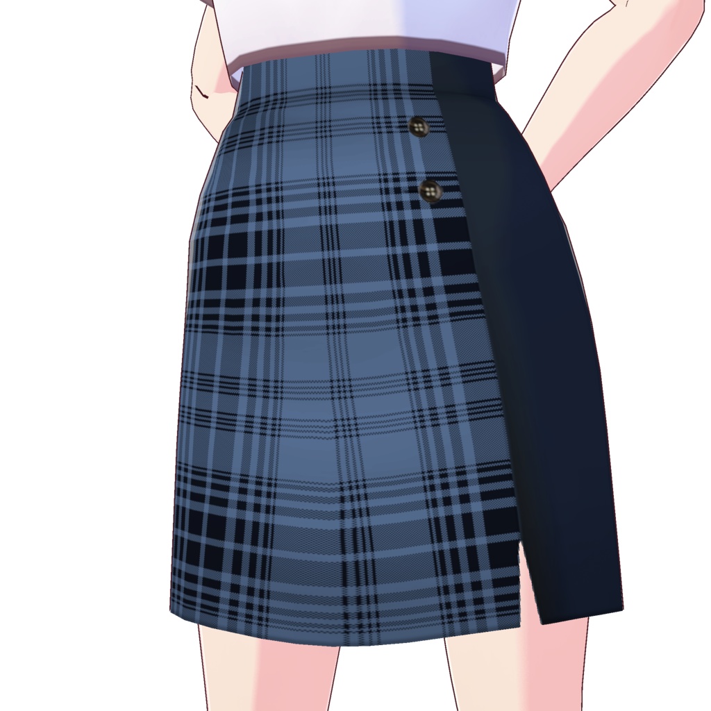 フロントスリットスカート (チェック柄)