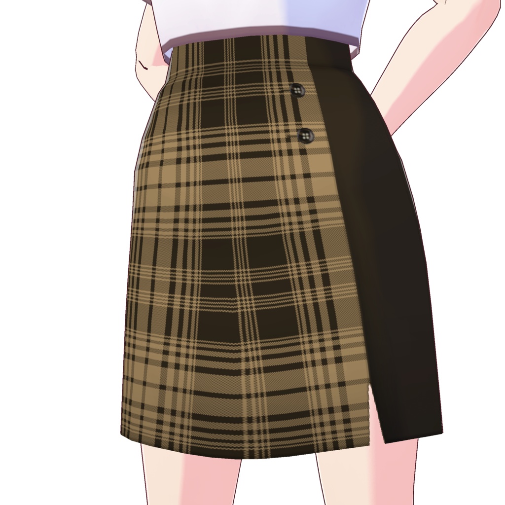 フロントスリットスカート (チェック柄)