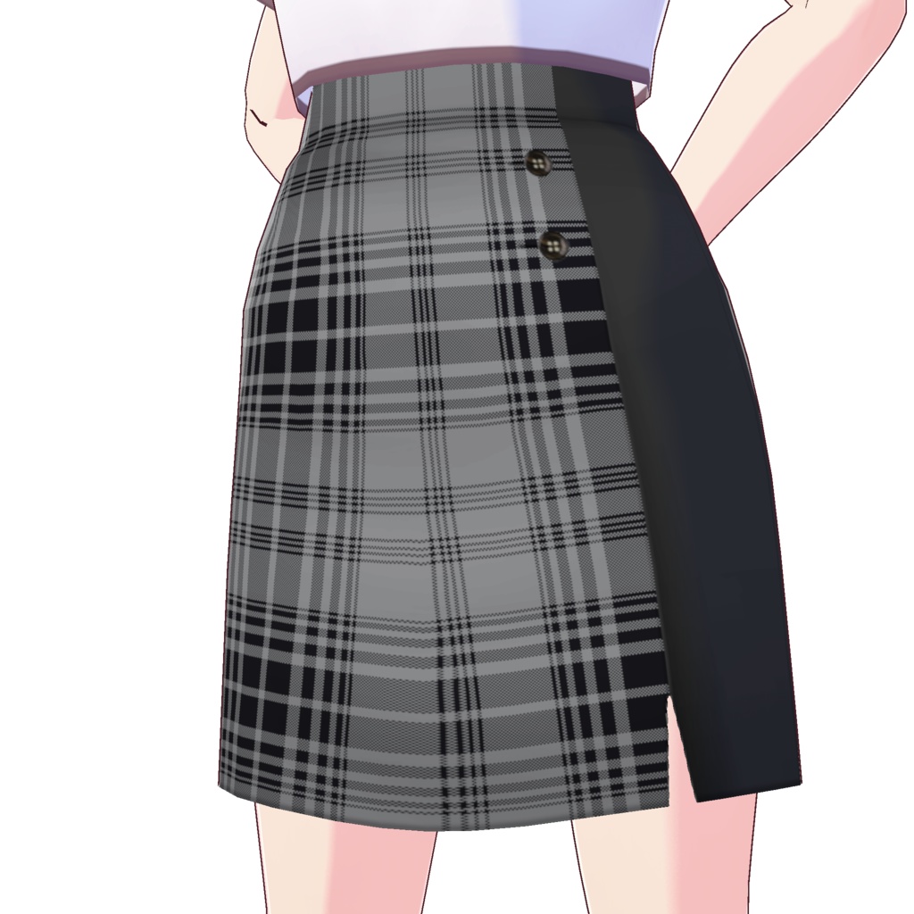 フロントスリットスカート (チェック柄)