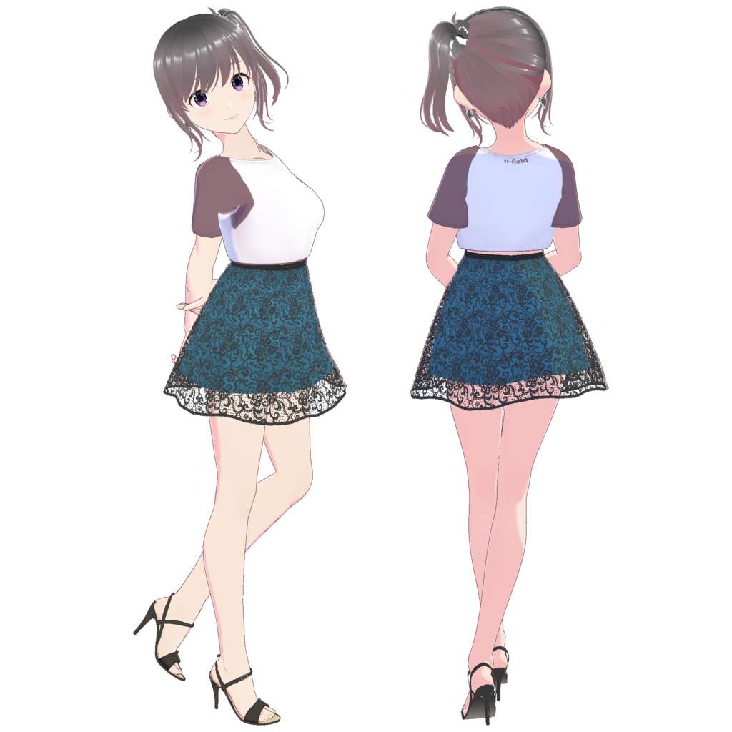 フレアレーススカート (ブラックレース)