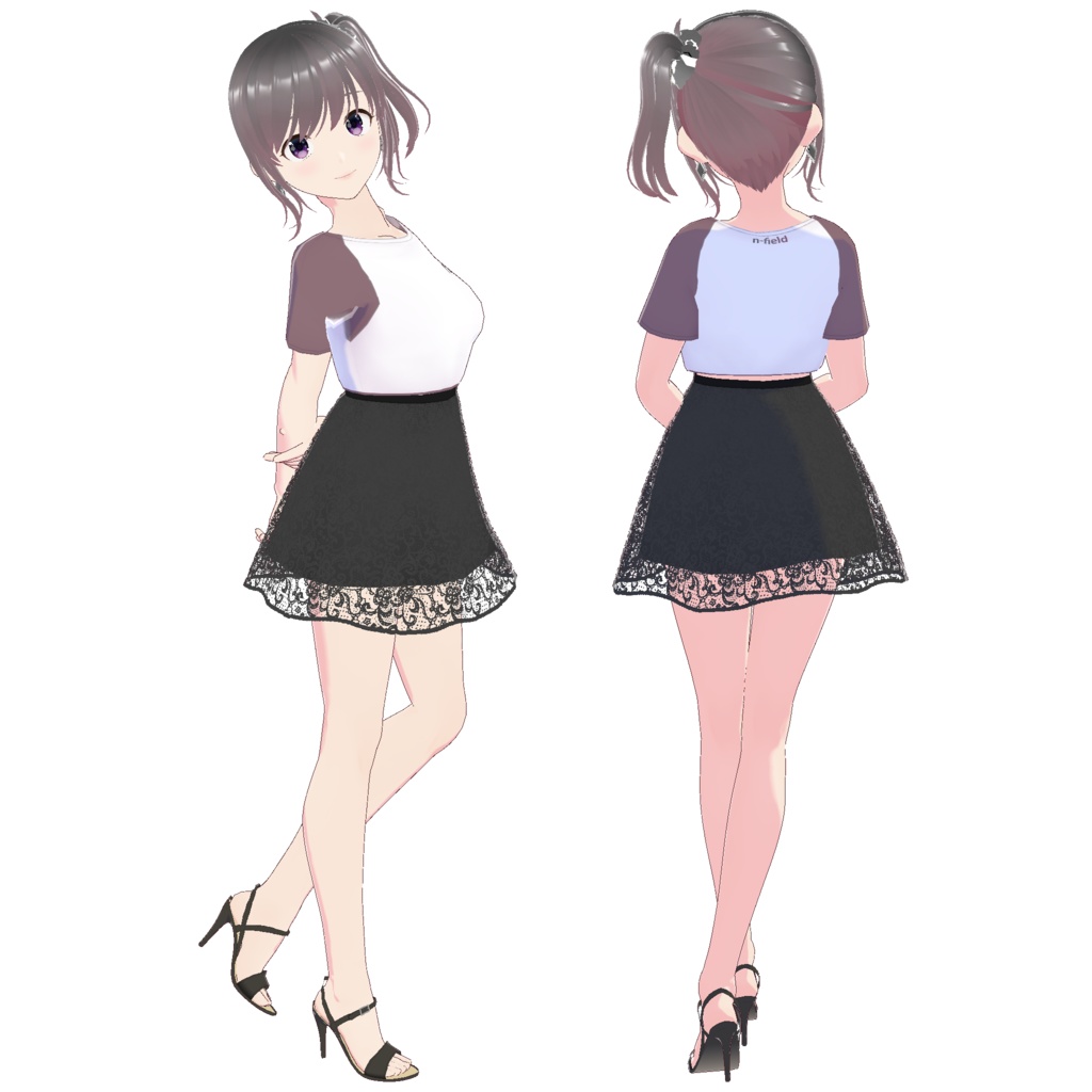 フレアレーススカート (ブラックレース)