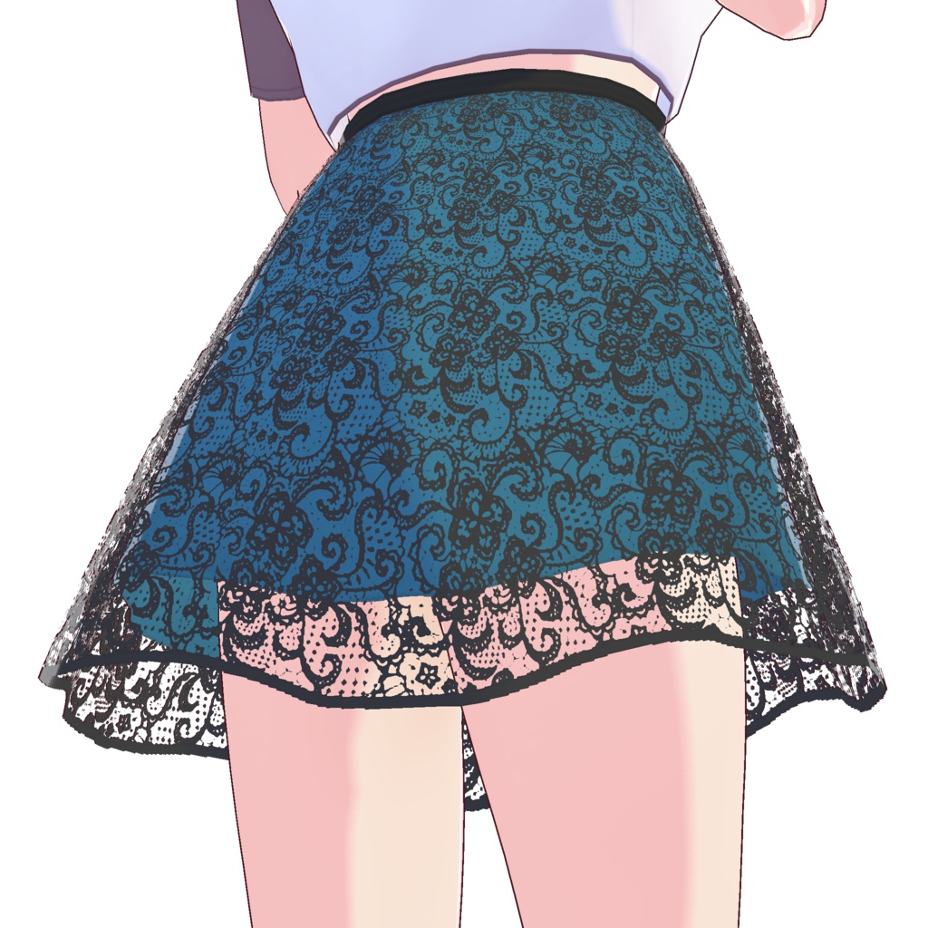 フレアレーススカート (ブラックレース)