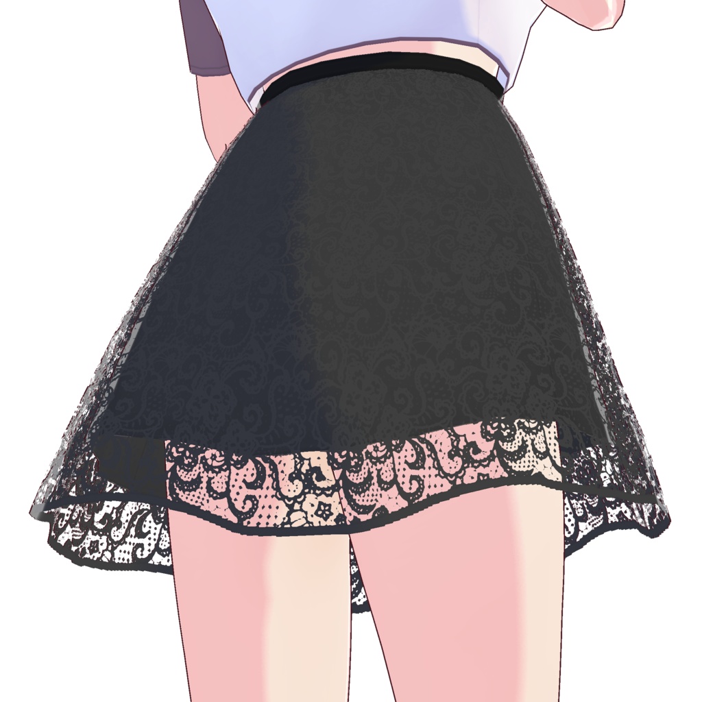 フレアレーススカート (ブラックレース)
