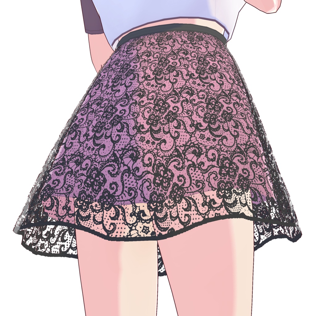 フレアレーススカート (ブラックレース)