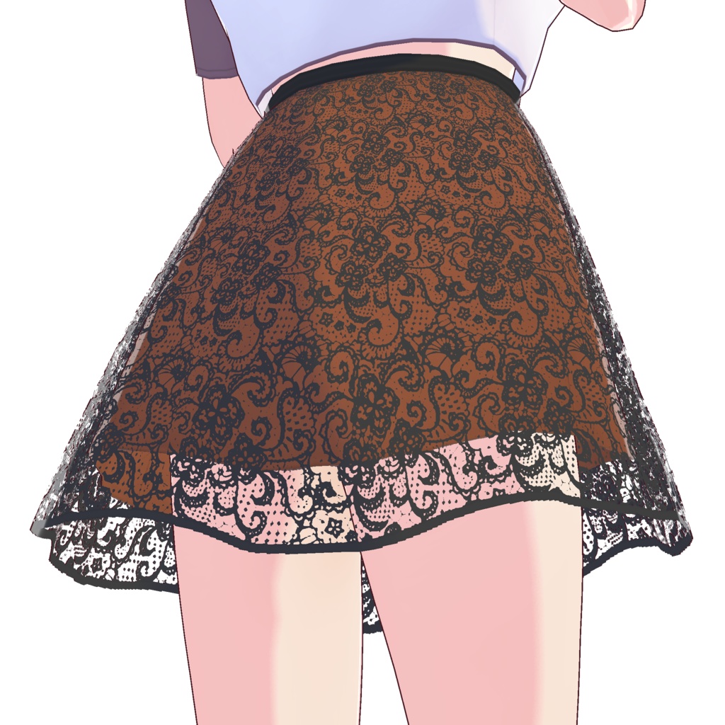 フレアレーススカート (ブラックレース)