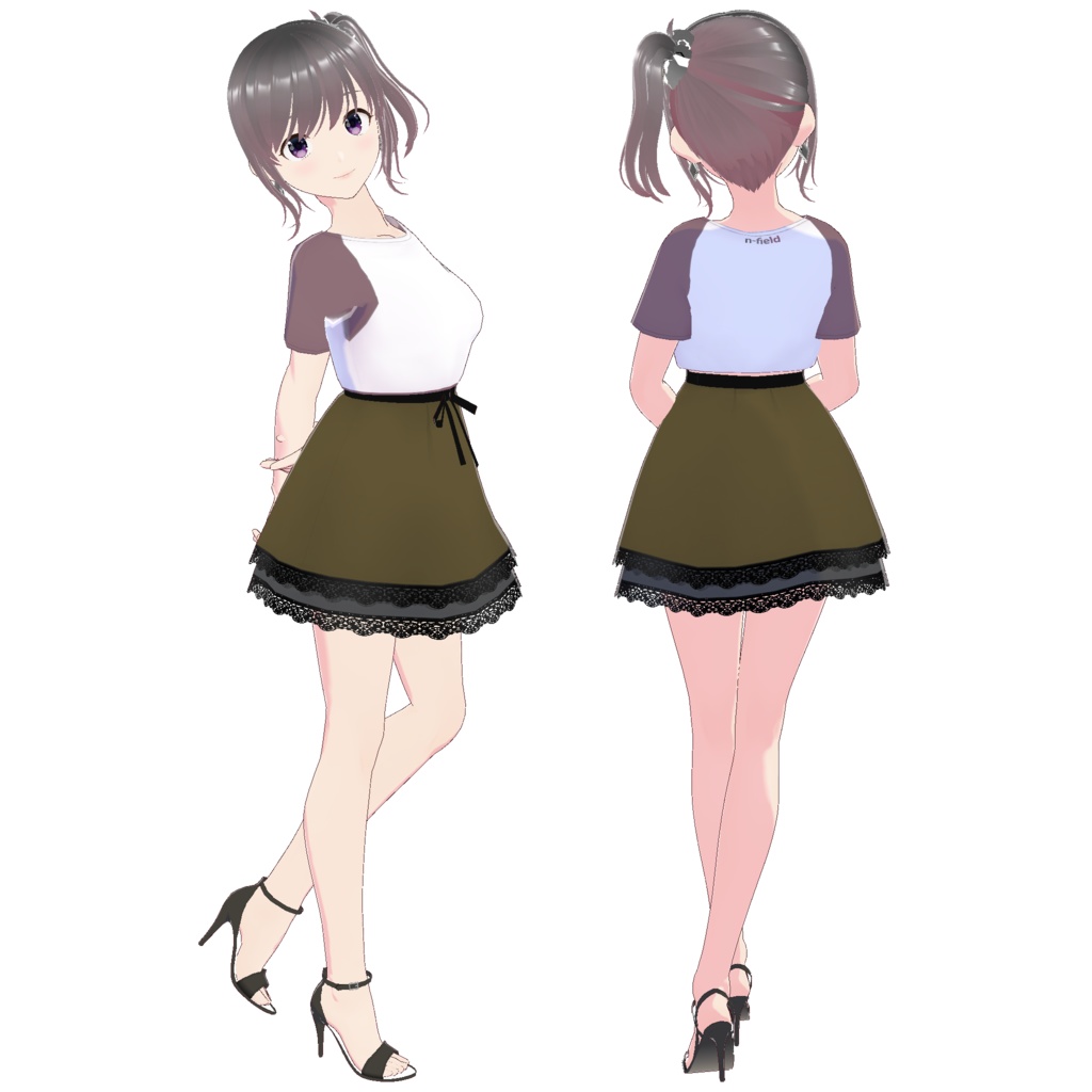 レイヤードレーススカート (ブラックレース)