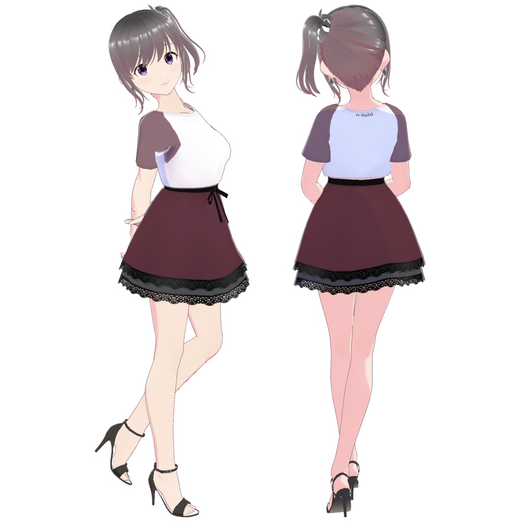 レイヤードレーススカート (ブラックレース)