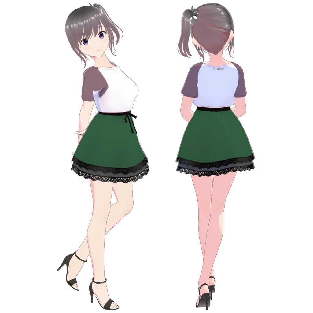 レイヤードレーススカート (ブラックレース)