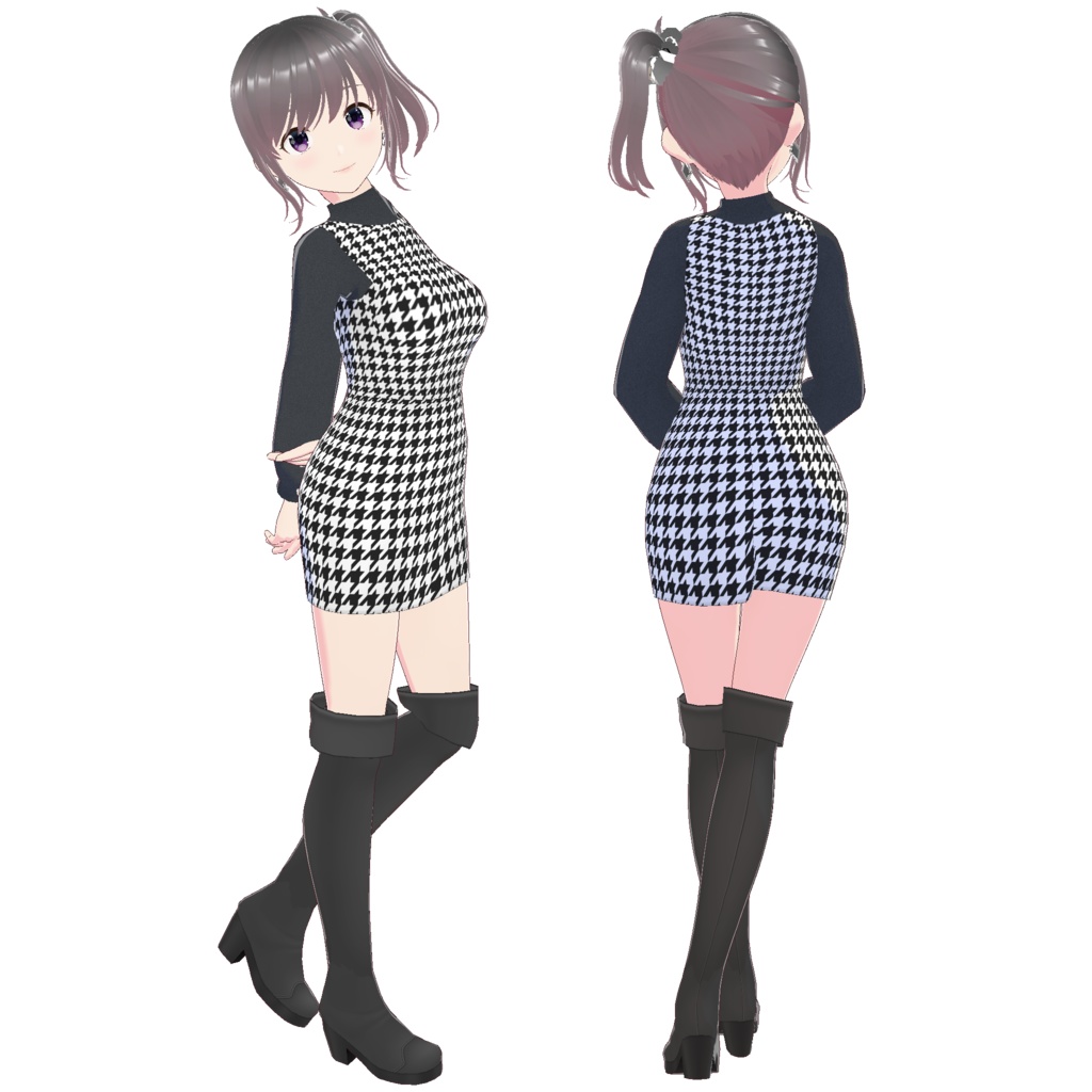 ミニワンピース (千鳥格子 柄)