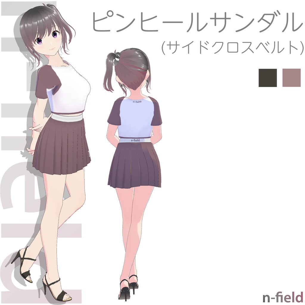 ピンヒールサンダル (サイドクロスベルト)