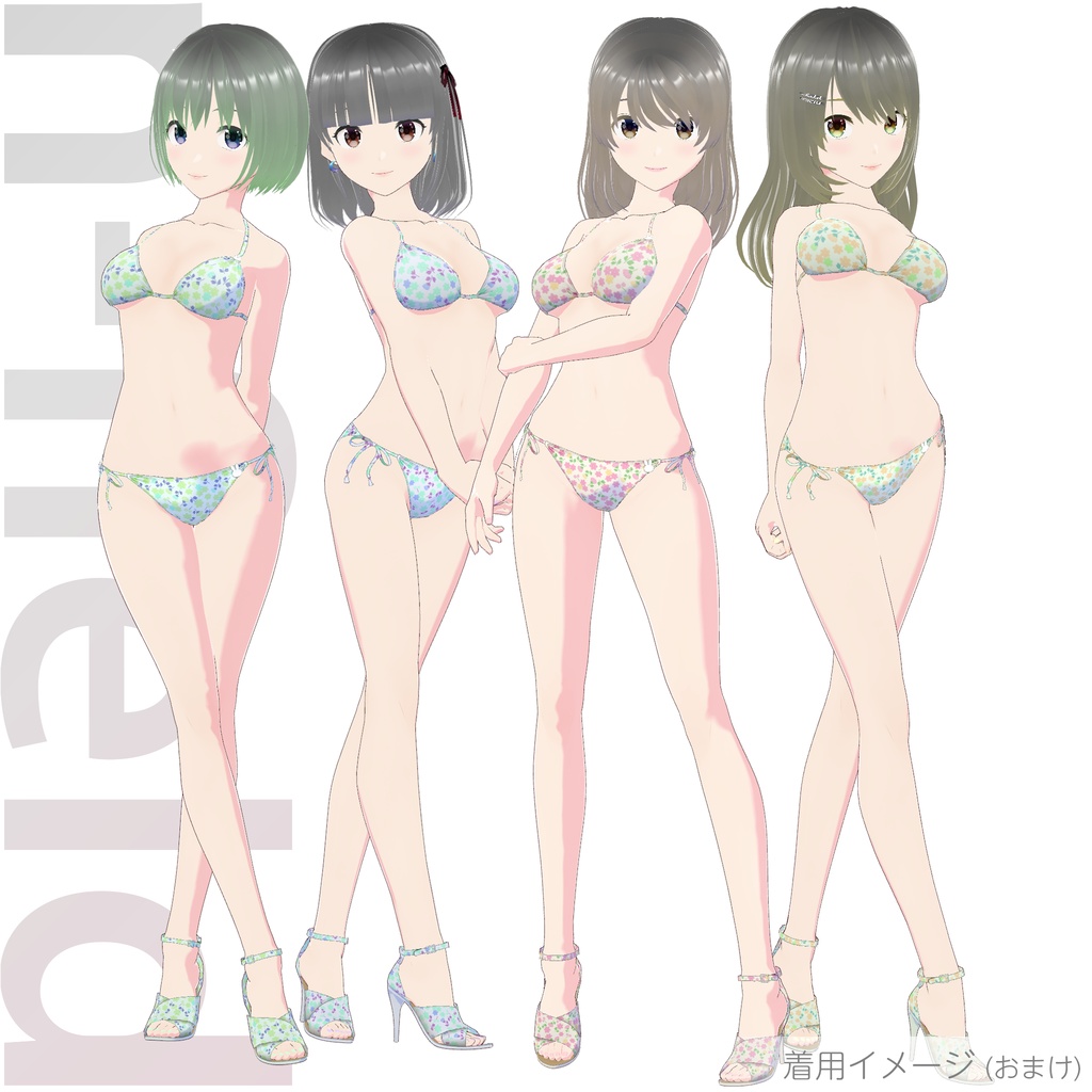 ビキニ - スタンダード Style 3 (花柄 - Flower 1)