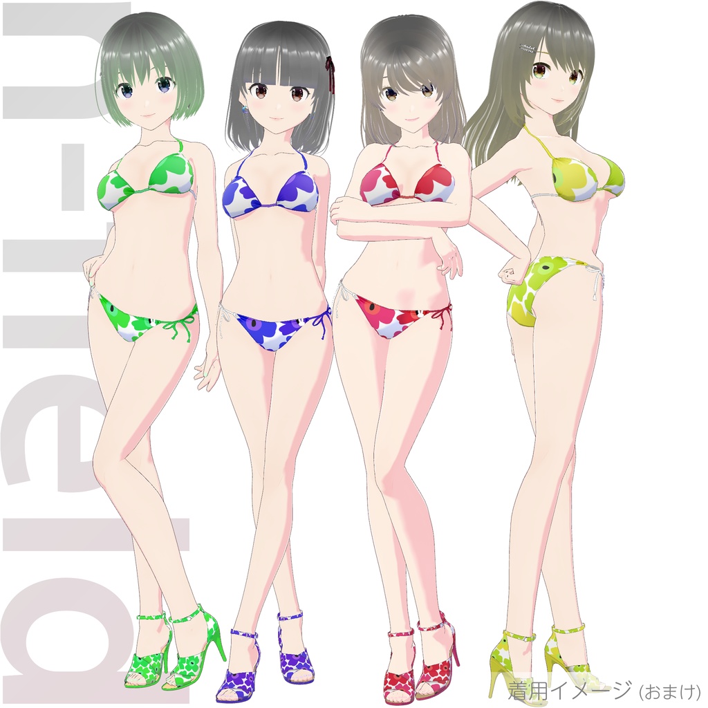 ビキニ - スタンダード Style 3 (花柄 - Flower 2-A)