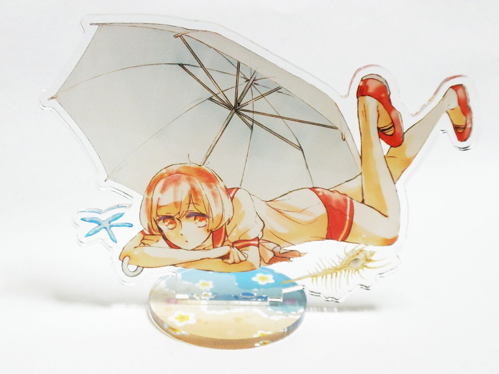 アクリルフィギュアスタンド浜辺_傘とパシフィカ