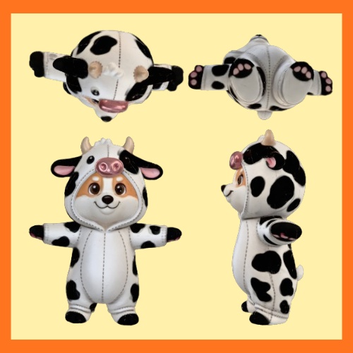 【オリジナル3DモデルOriginal 3D Model】うしの着ぐるみのコーギー