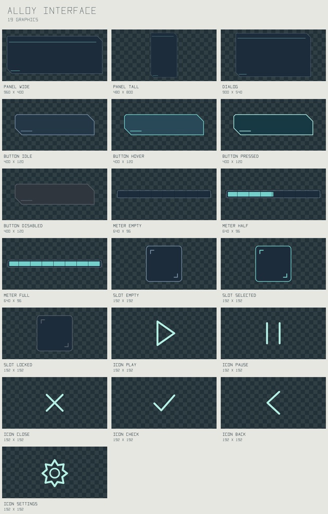 アロイ・ゲームUI|Alloy Interface【PNG+SVG/19図柄】