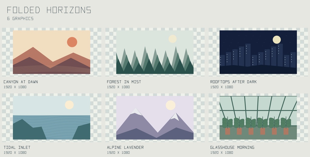 フォールデッド・ホライゾン背景集|Folded Horizons【PNG+SVG/6図柄】