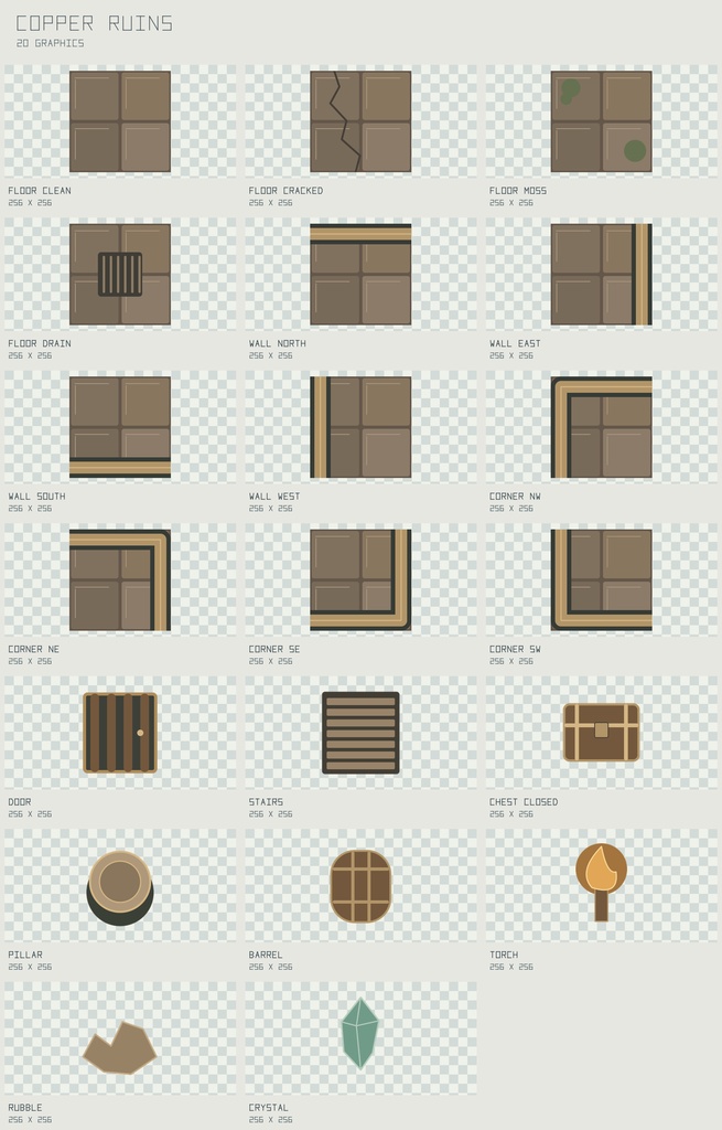 コッパー・ルインズ マップタイル｜Copper Ruins【PNG＋SVG／20図柄】
