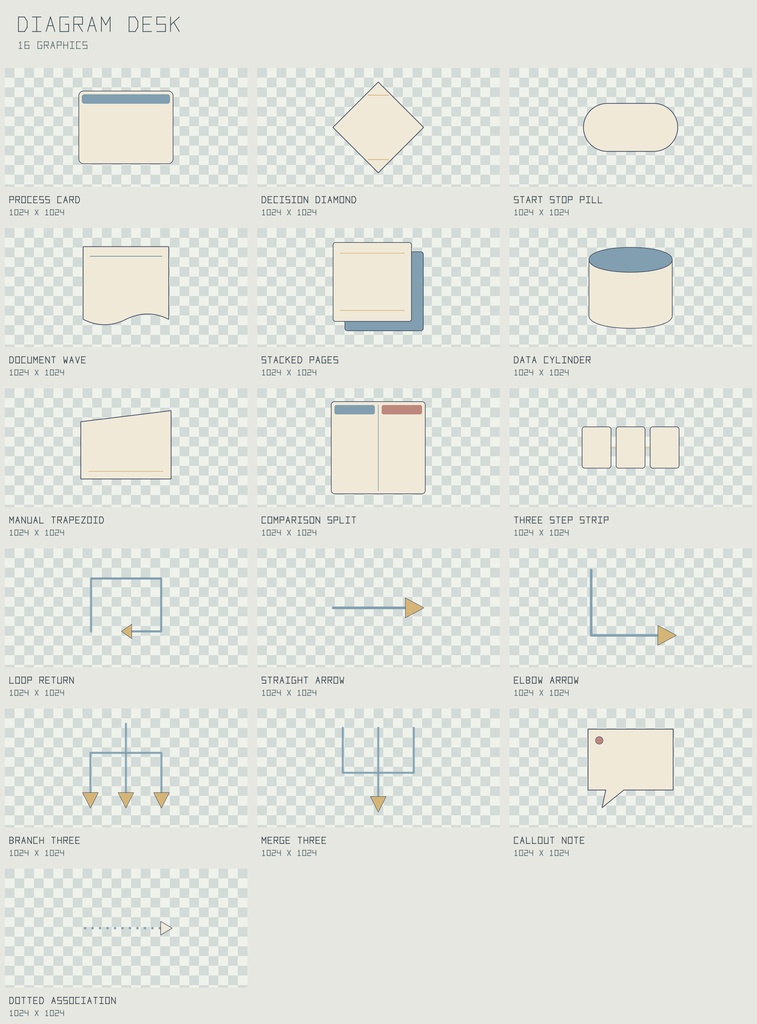 ダイアグラム・デスク 説明図パーツ｜Diagram Desk【PNG＋SVG／16図柄】