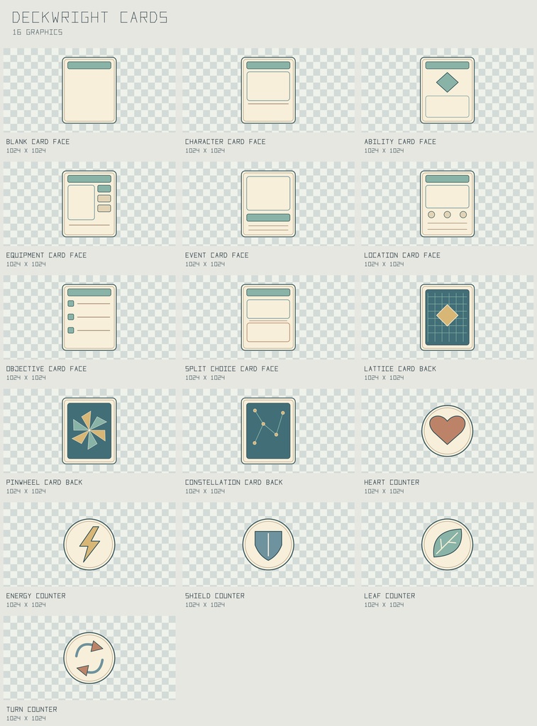 デッキライト・カード 台紙と記号｜Deckwright Cards【PNG＋SVG／16図柄】