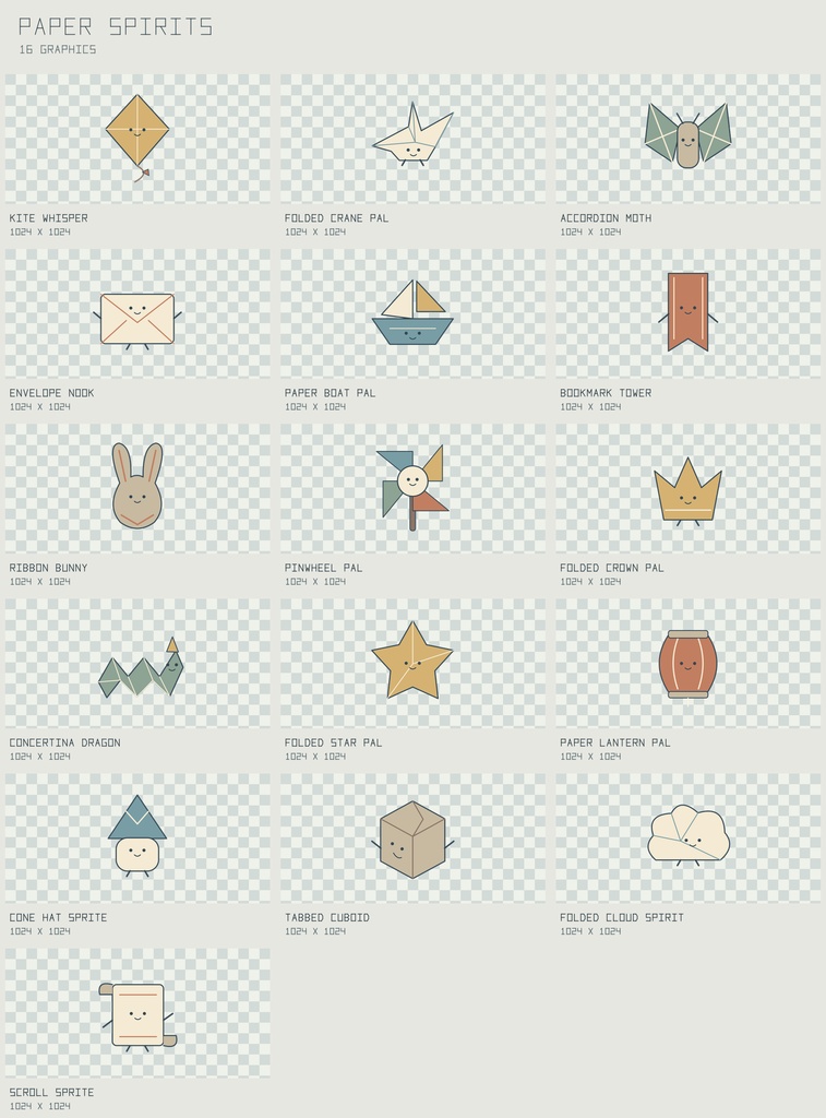 ペーパー・スピリッツ 自作キャラクター|Paper Spirits【PNG+SVG/16図柄】