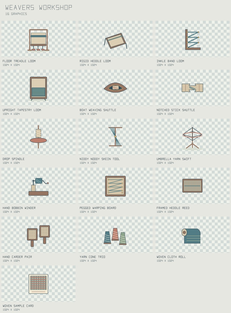 ウィーバーズ 織物工房｜Weavers Workshop【PNG＋SVG／16図柄】