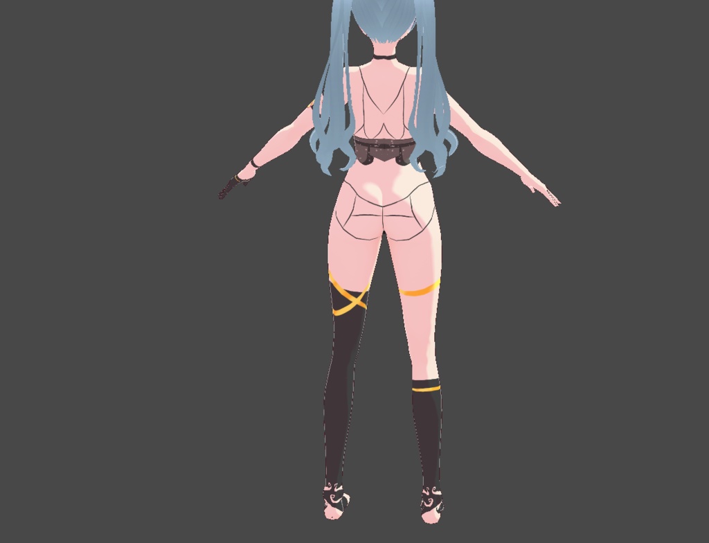 vroid leather, lingerie with stockings and gift shoes