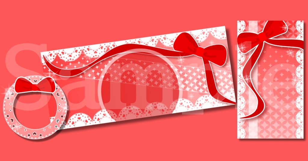 【¥0あり】ガーリーリボン素材🎀3種SET【IRIAM素材】