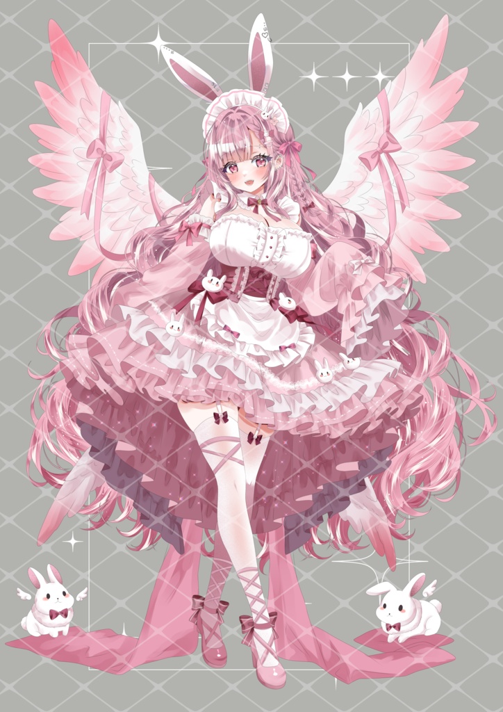 【一点限定】IRIAM向け立ち絵 ゴージャスなうさぎピンク萌え袖ロリータ天使ちゃん 魂募集