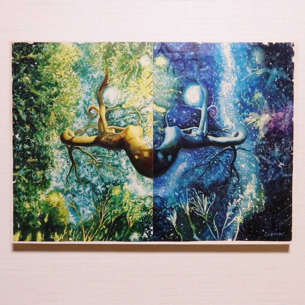 「生命の中の宇宙」木製パネル転写画