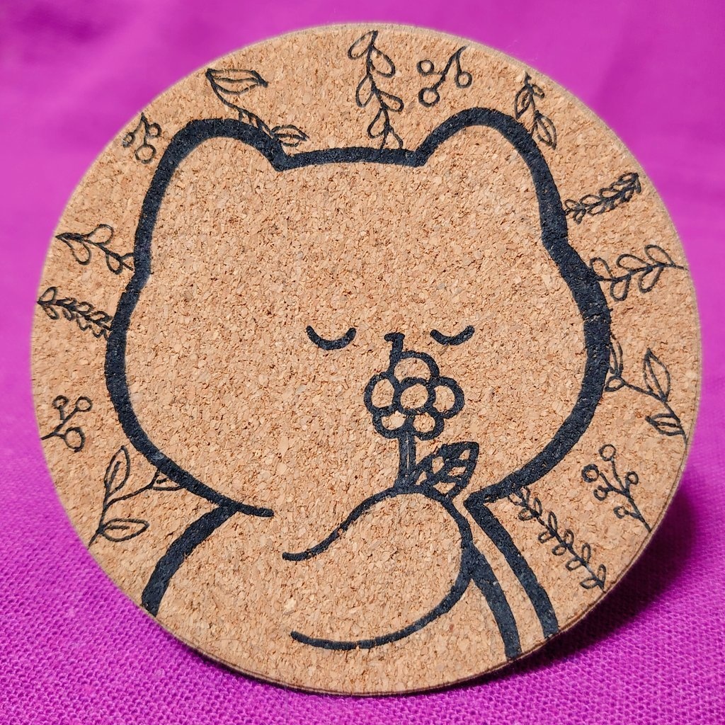 おはなねこ手描きコースター