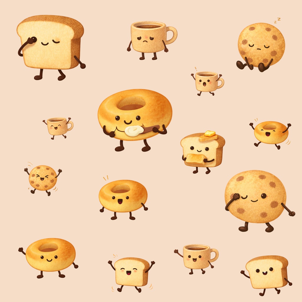 カフェブックのなかまたち vol.2 絵本風デジタルステッカー（16点セット）