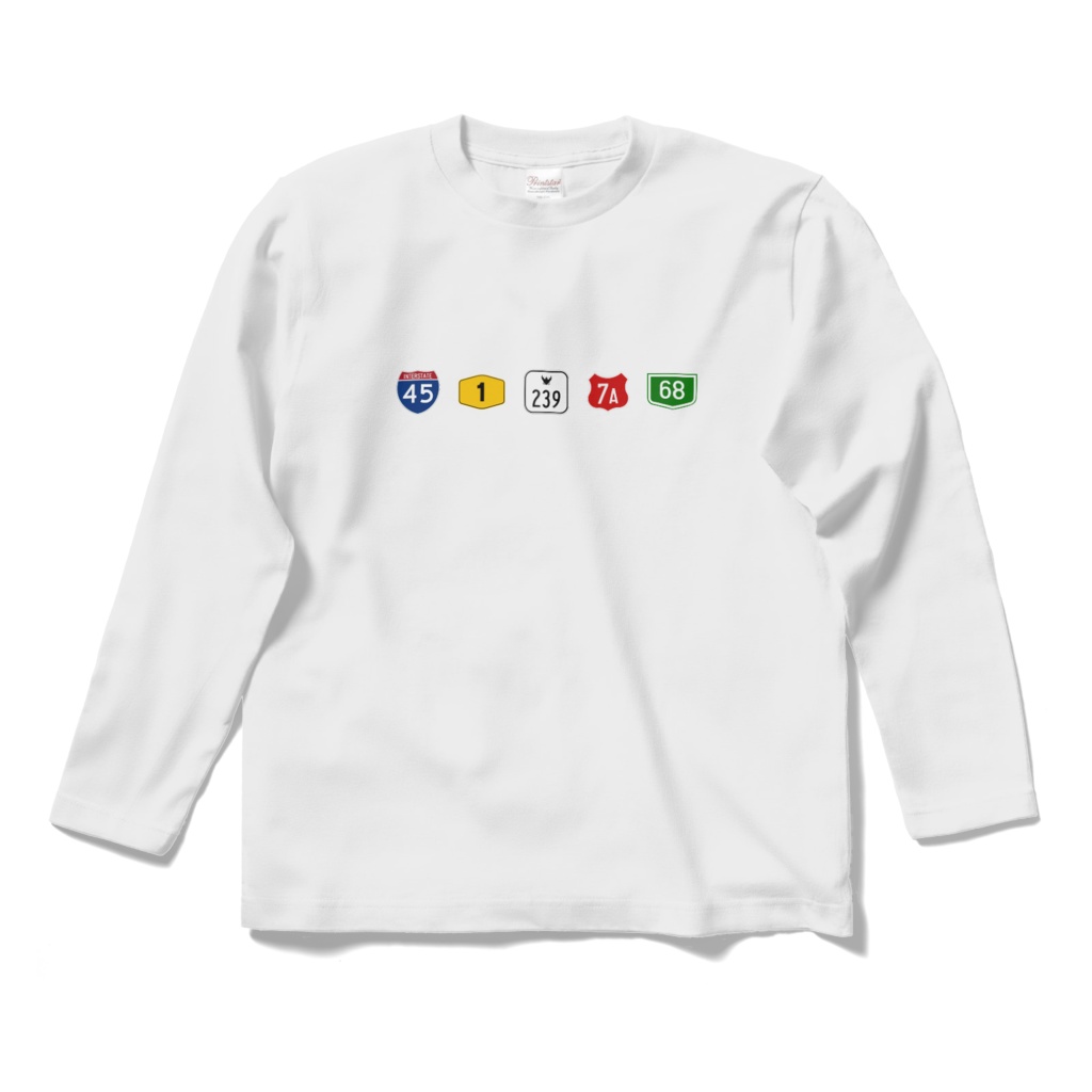 Tシャツ 世界の道路番号(長袖)